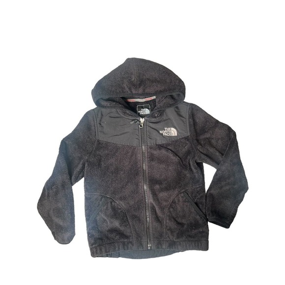 The North Face Other - THE NORTH FACE Denali Fluffy Black Fur Jacket Size Full Zip Hood Girls Sz SMALL